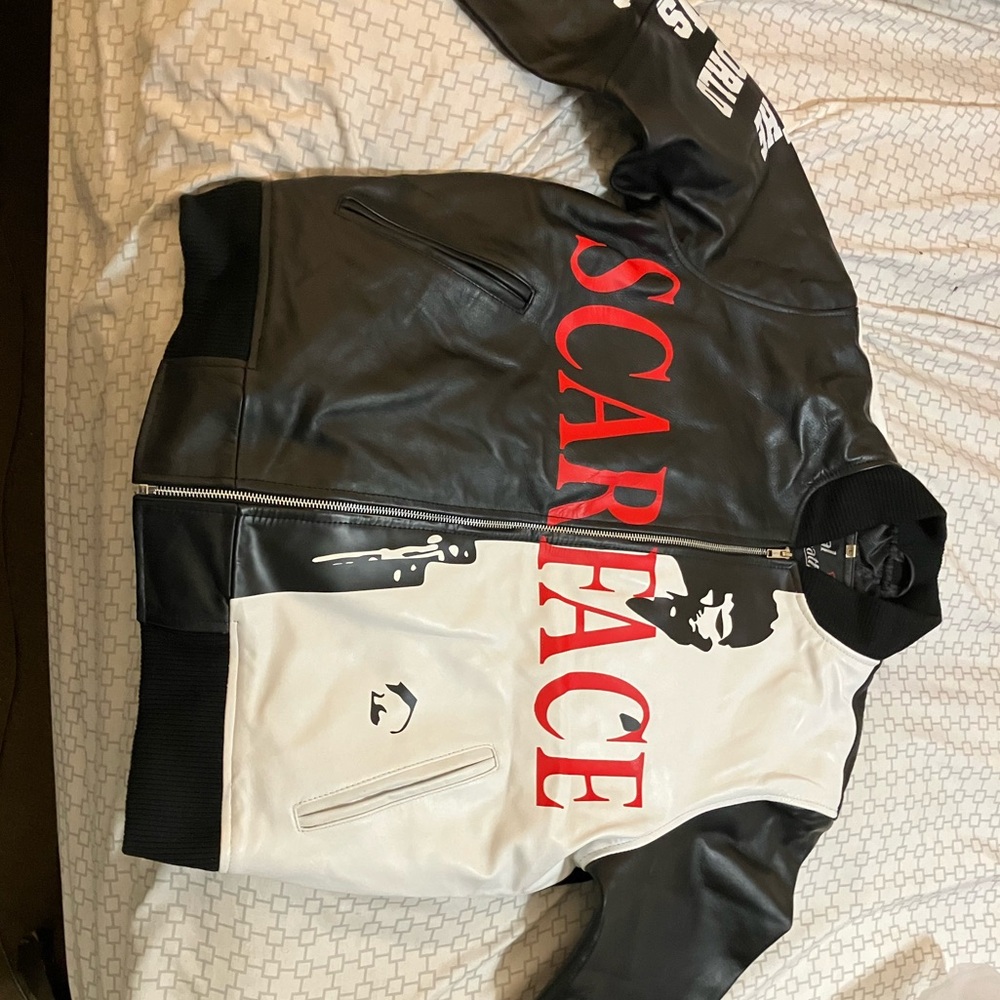 Scarface Black and White Leather Jacket